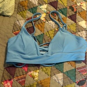 SHEIN Sky Blue Strappy Bikini Top